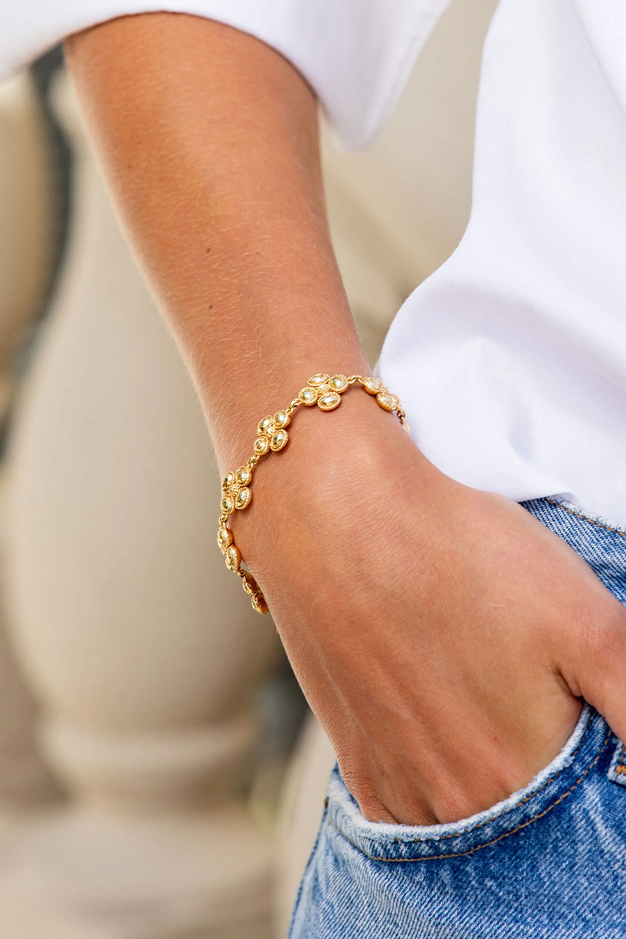 Berry Clover Linear Bracelet, 7"+2" - Gold sold by Tuckernuck product image thumbnail 5