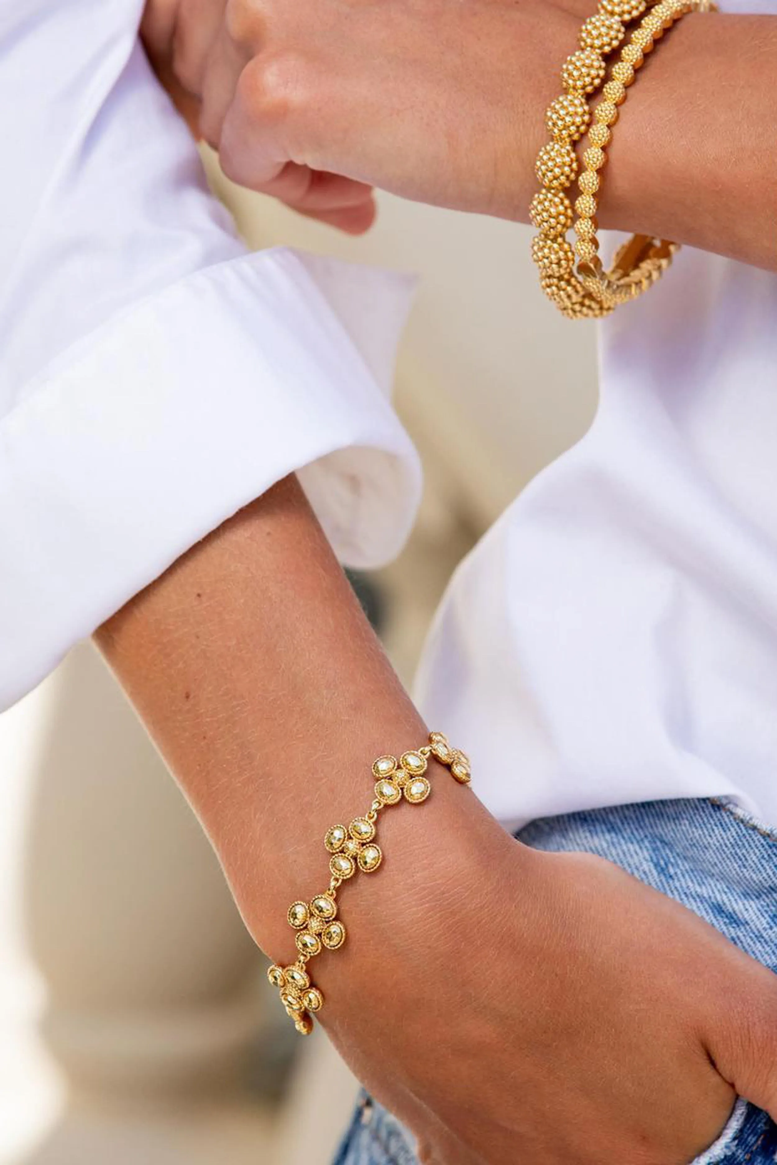 Berry Clover Linear Bracelet, 7"+2" - Gold sold by Tuckernuck product image thumbnail 2