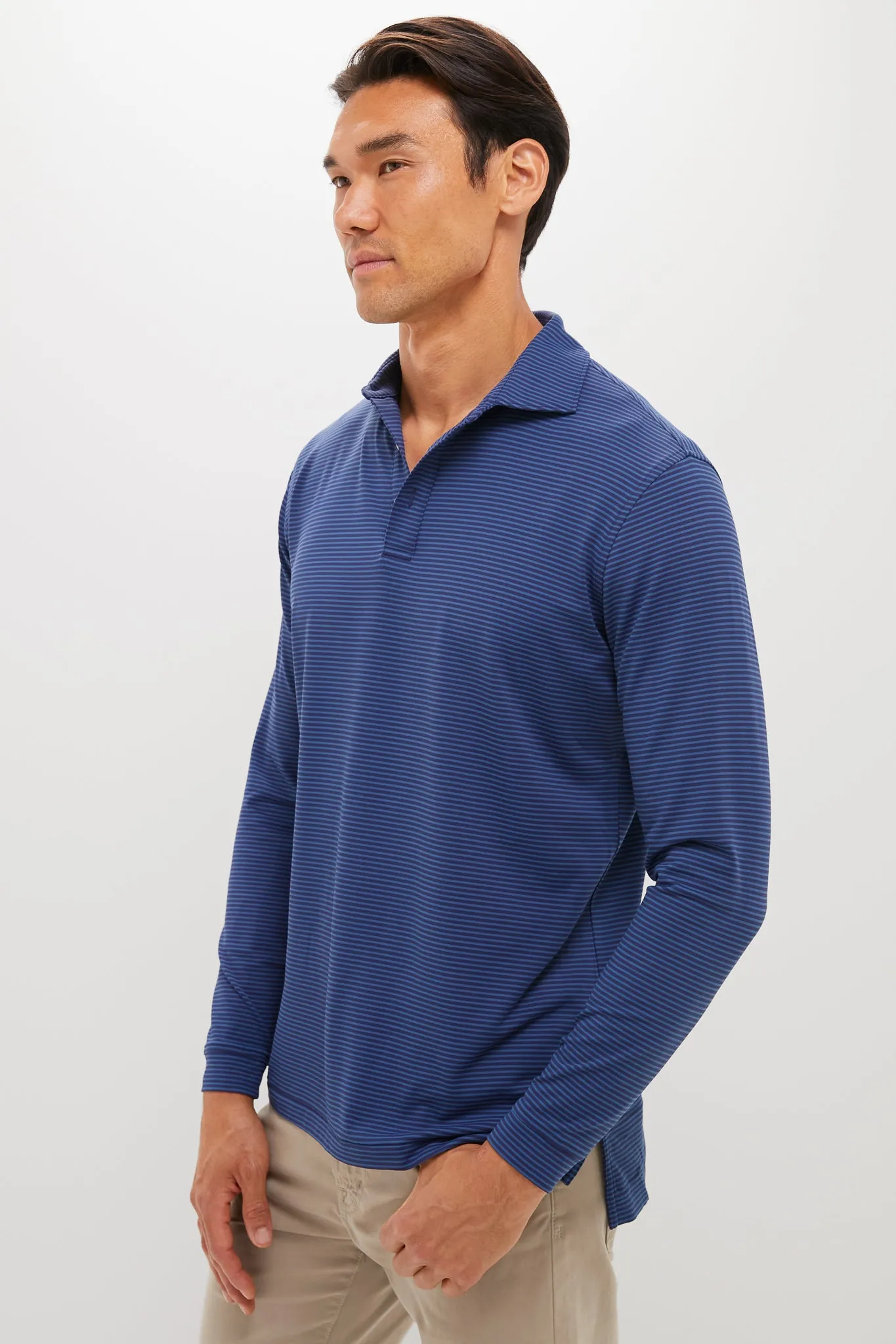 Navy Lyons Performance Jersey Long Sleeve Polo sold by Tuckernuck product image thumbnail 4