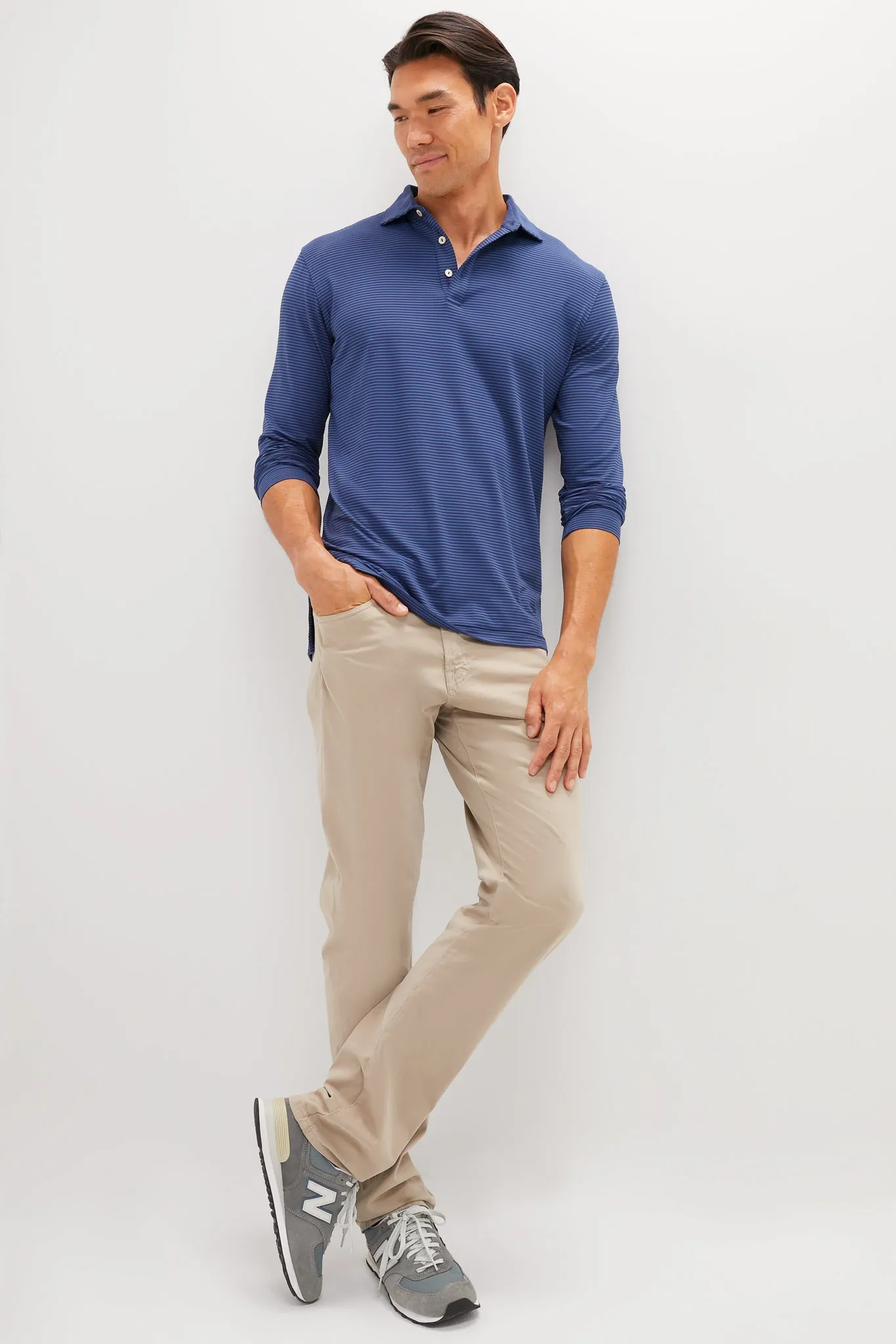 Navy Lyons Performance Jersey Long Sleeve Polo sold by Tuckernuck product image thumbnail 2