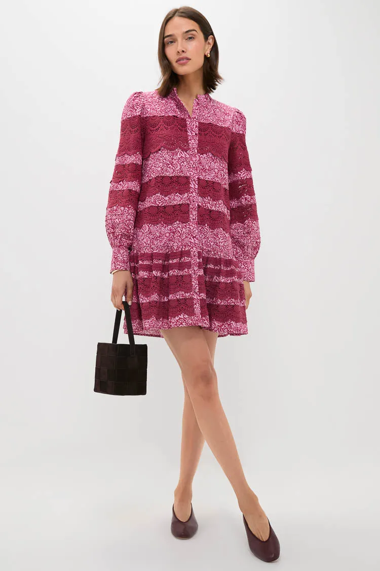 Lace Trim Maroon & Pink Floral Emmie Mini Dress sold by Tuckernuck product image thumbnail 3