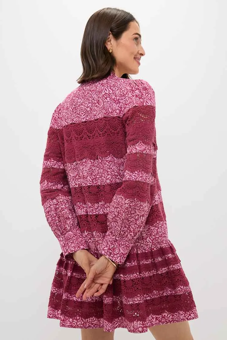 Lace Trim Maroon & Pink Floral Emmie Mini Dress sold by Tuckernuck product image thumbnail 5