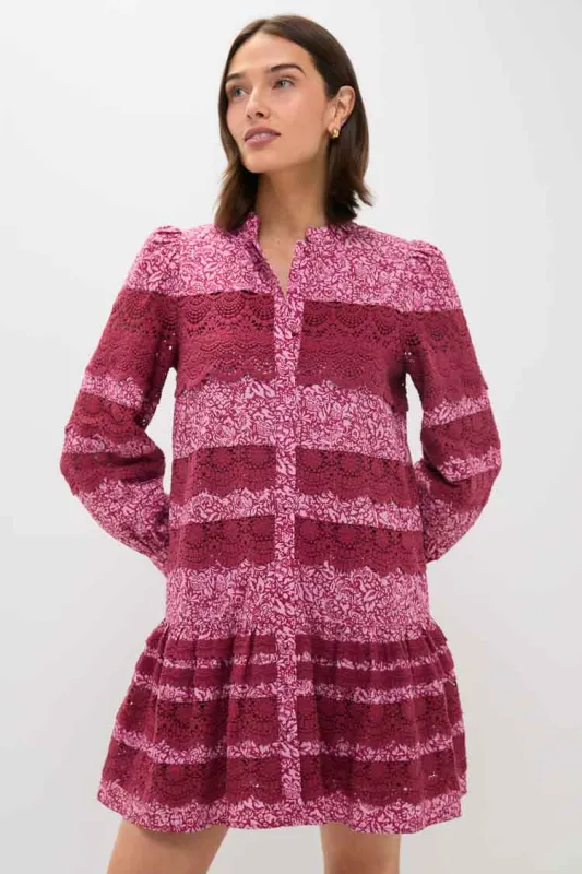 Lace Trim Maroon & Pink Floral Emmie Mini Dress sold by Tuckernuck