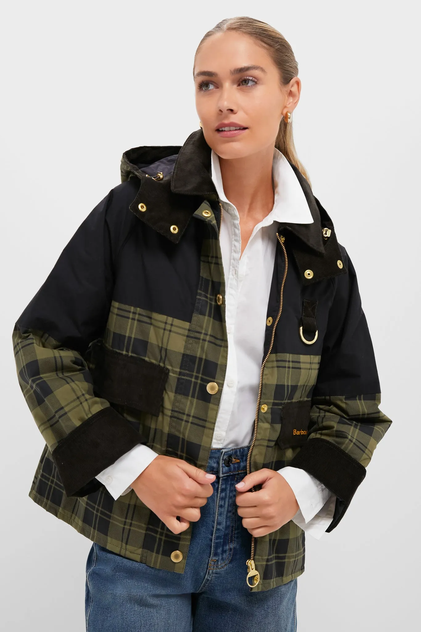 Olive and Black Check Elaine Showerproof Jacket sold by Tuckernuck