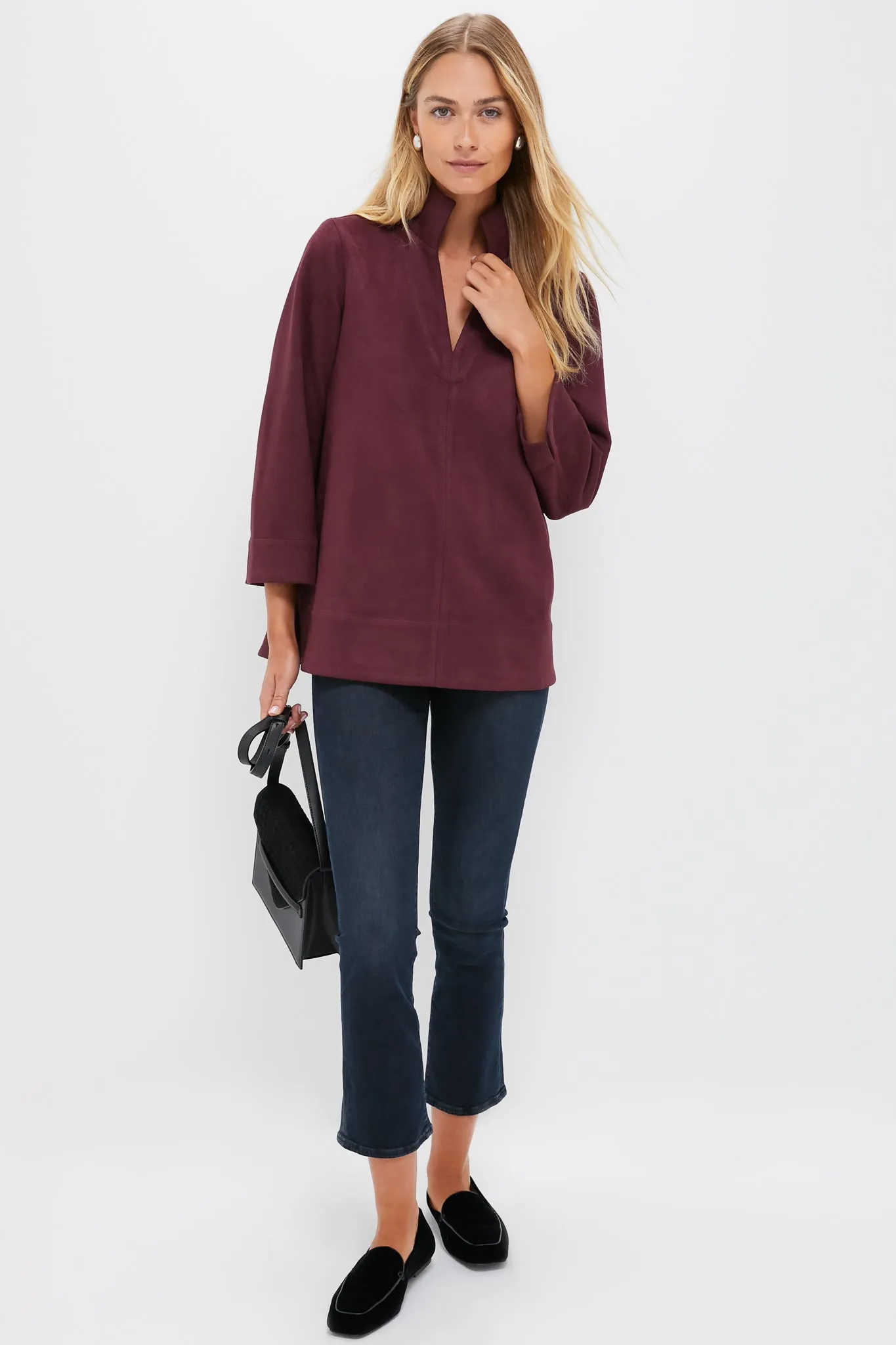 Winetasting Suede Margot Stand Collar Blouse sold by Tuckernuck product image thumbnail 2