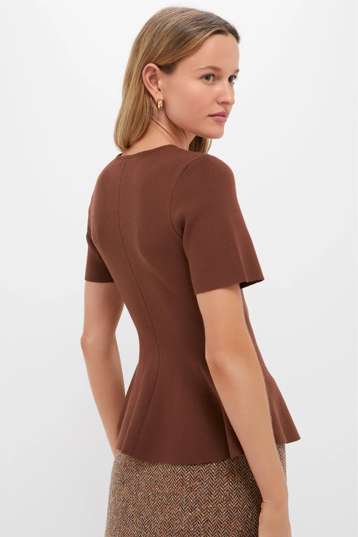 Chocolate Brown Knit Phoebe Peplum Top sold by Tuckernuck product image thumbnail 4
