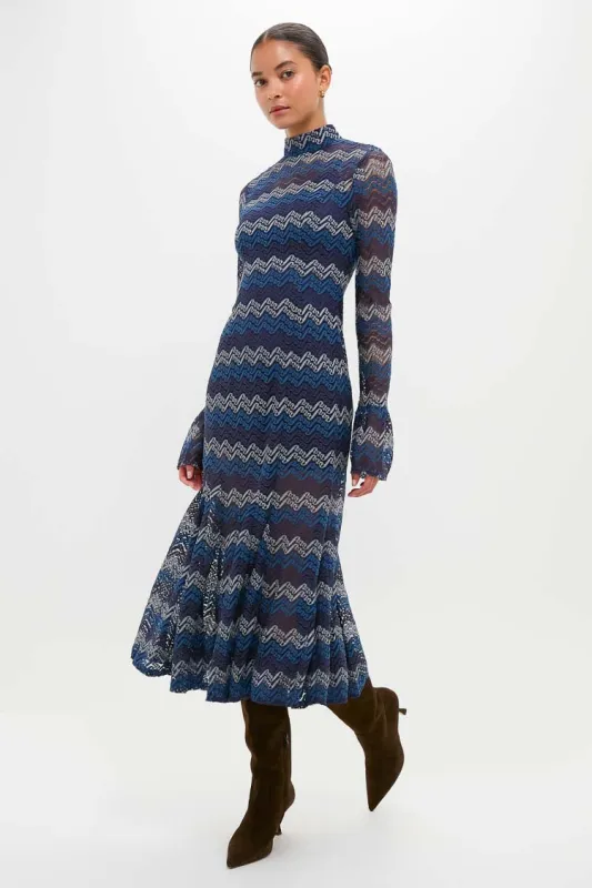 Navy Tonal Lorraine Knit Maxi Dress sold by Tuckernuck