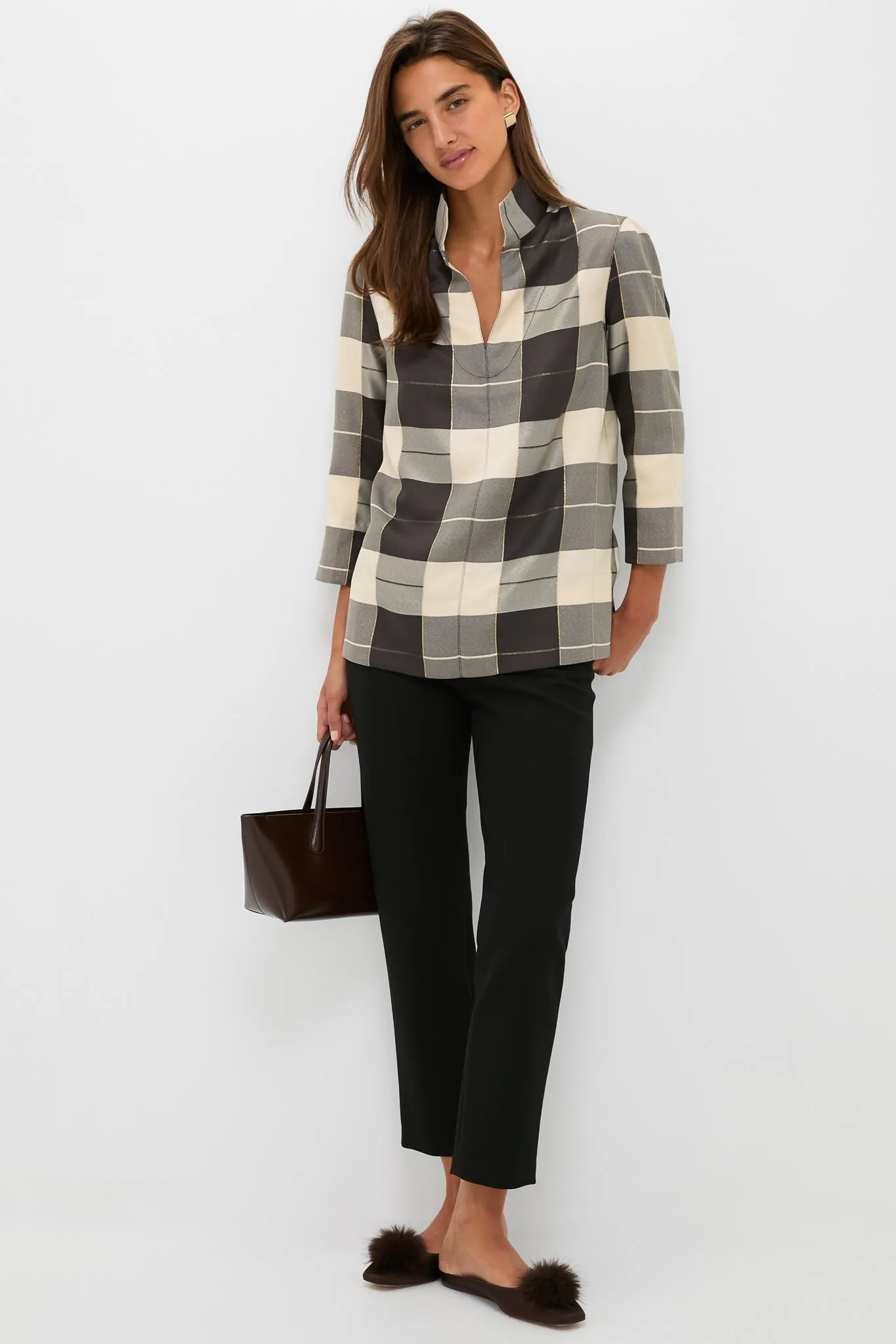 Mairead Check Plaid Margot Stand Collar Blouse sold by Tuckernuck product image thumbnail 2