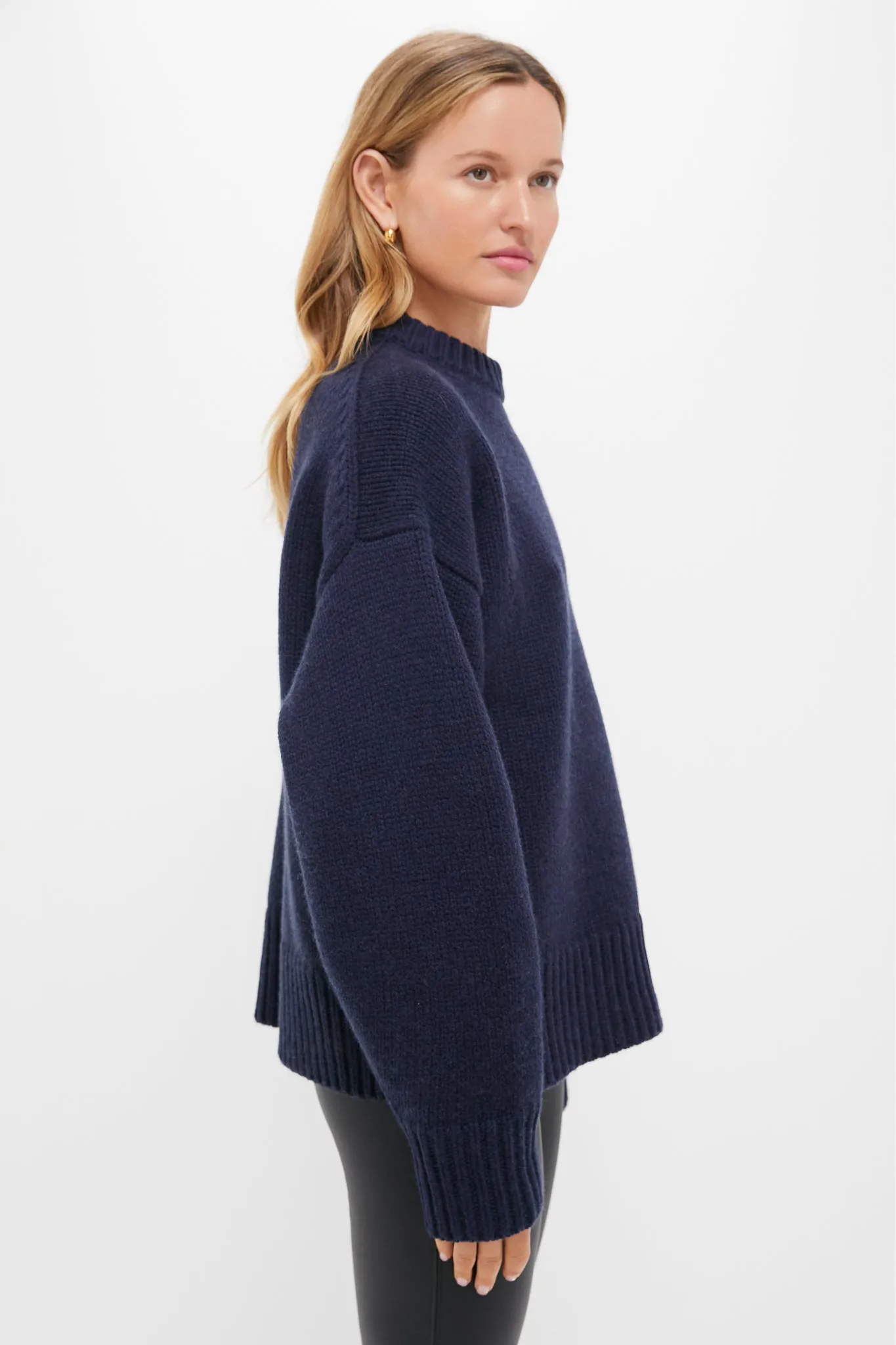 Navy Genevieve Cashmere Wool Blend Crewneck Sweater sold by Tuckernuck product image thumbnail 3