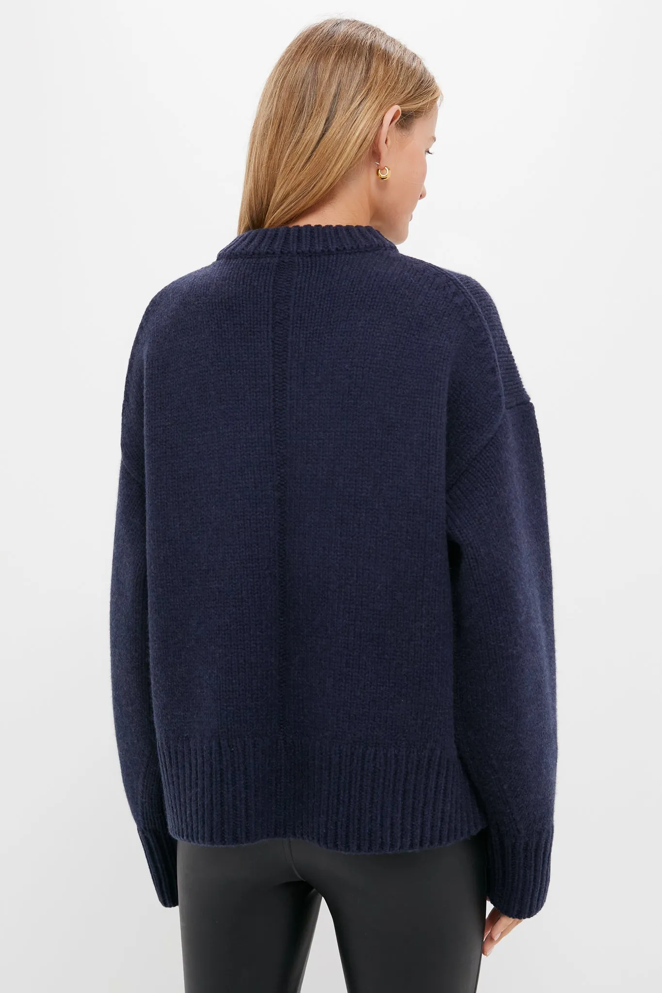 Navy Genevieve Cashmere Wool Blend Crewneck Sweater sold by Tuckernuck product image thumbnail 4