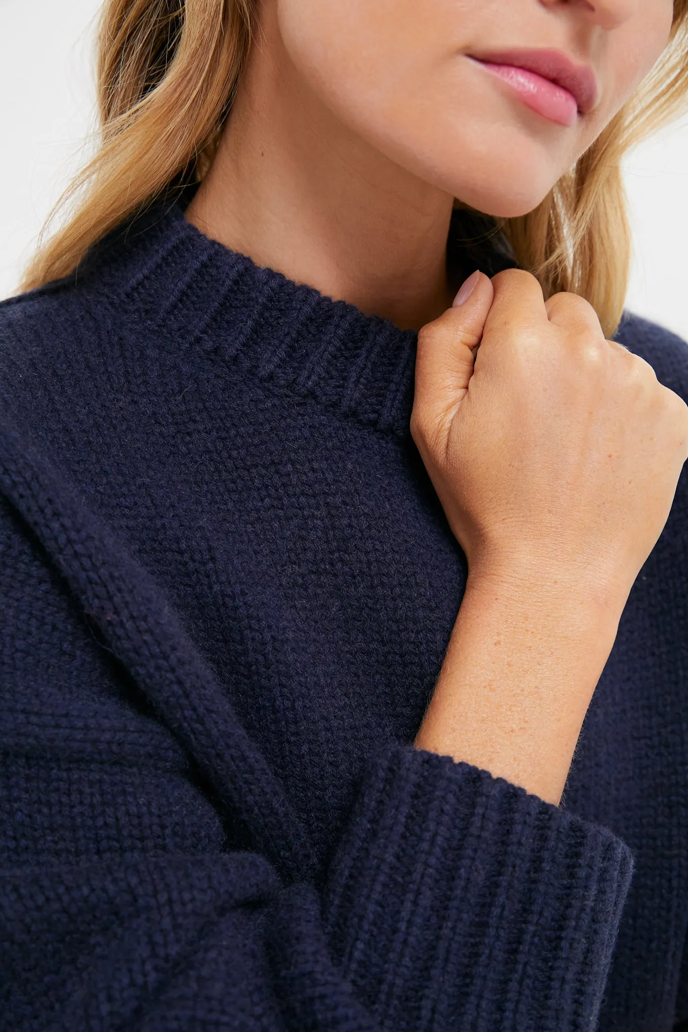 Navy Genevieve Cashmere Wool Blend Crewneck Sweater sold by Tuckernuck product image thumbnail 5