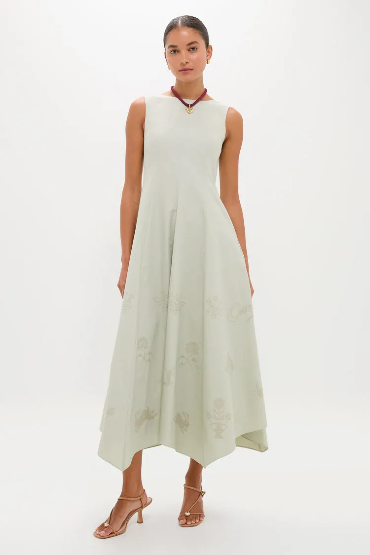 Pistachio Jacqueline Asymmetrical Hem Midi Dress sold by Tuckernuck