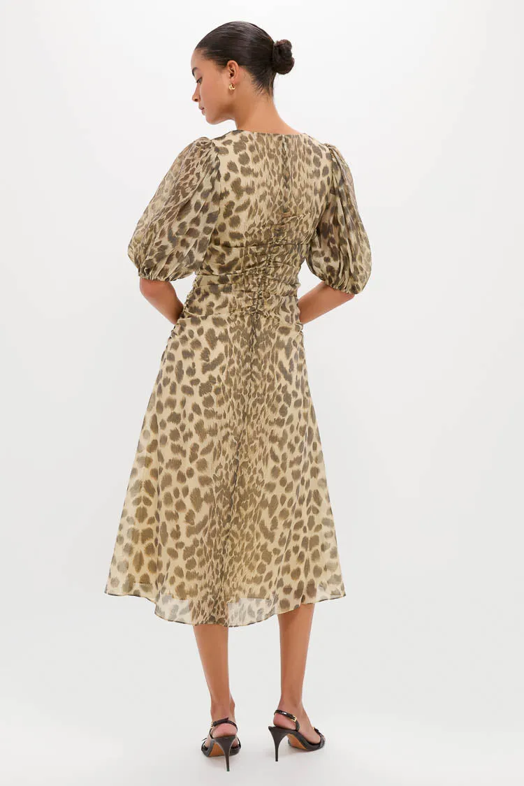 Cream Claude Print Puff Sleeve Midi Dress sold by Tuckernuck product image thumbnail 4