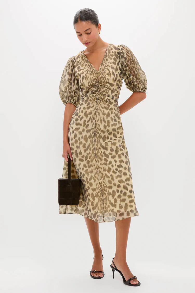 Cream Claude Print Puff Sleeve Midi Dress sold by Tuckernuck product image thumbnail 2