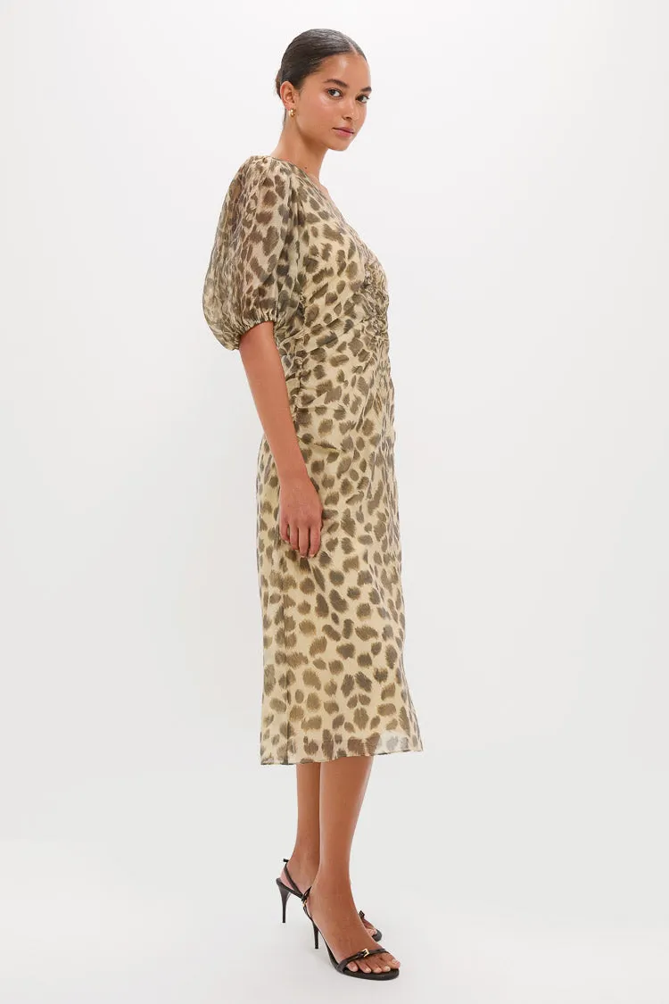 Cream Claude Print Puff Sleeve Midi Dress sold by Tuckernuck product image thumbnail 3