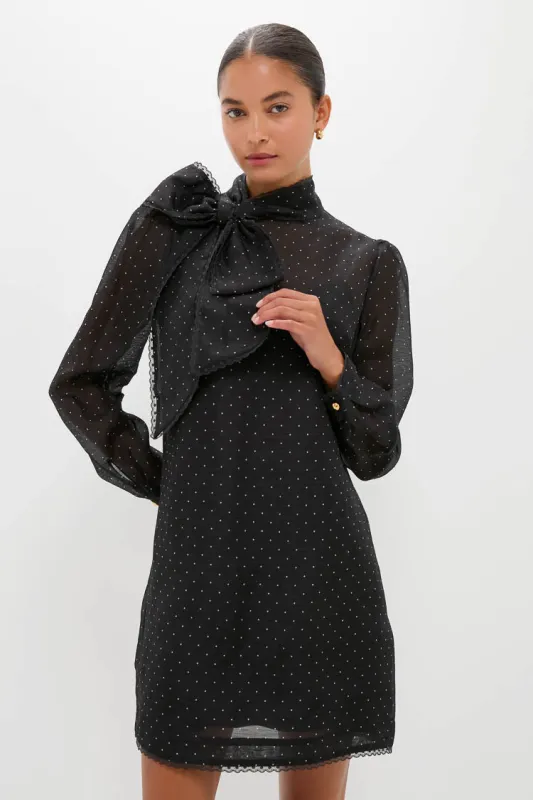 Black Dot Dream Pussybow Mini Dress sold by Tuckernuck