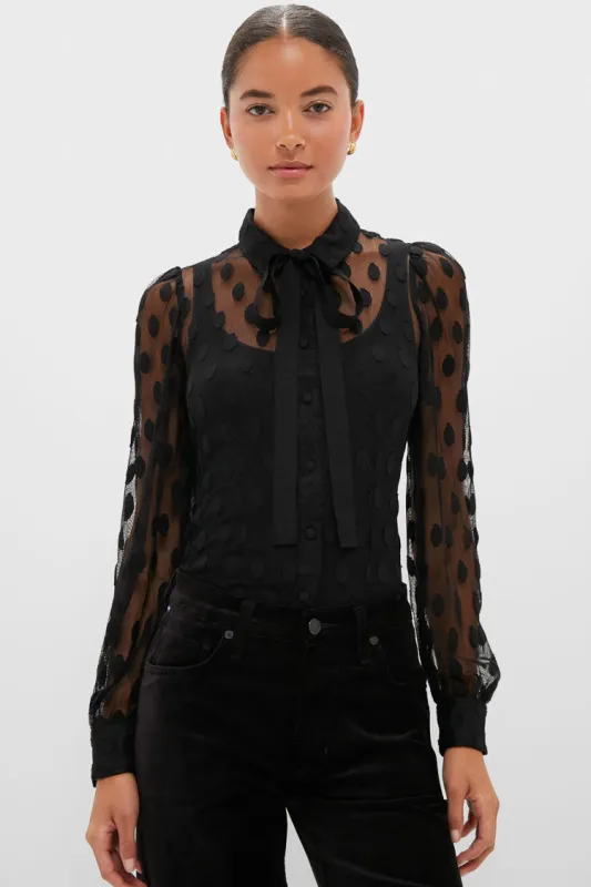 Noir Soraya Lace Neck-Tie Blouse sold by Tuckernuck