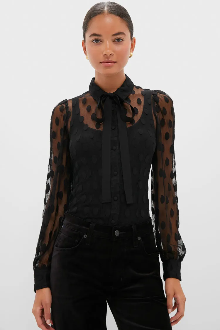 Noir Soraya Lace Neck-Tie Blouse sold by Tuckernuck