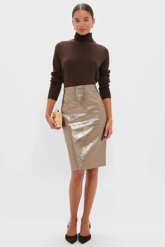 Oatmeal Susurros Leather Pencil Skirt made by ANDRES OTALORA