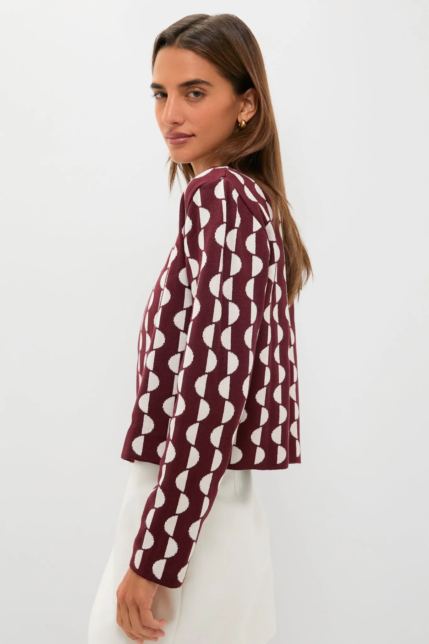 Wine and Off White Copa Knit Jacket sold by Tuckernuck product image thumbnail 3