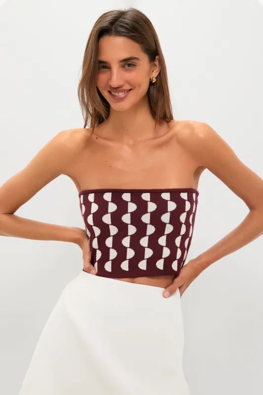 Wine and Off White Copa Knit Top made by Dress to