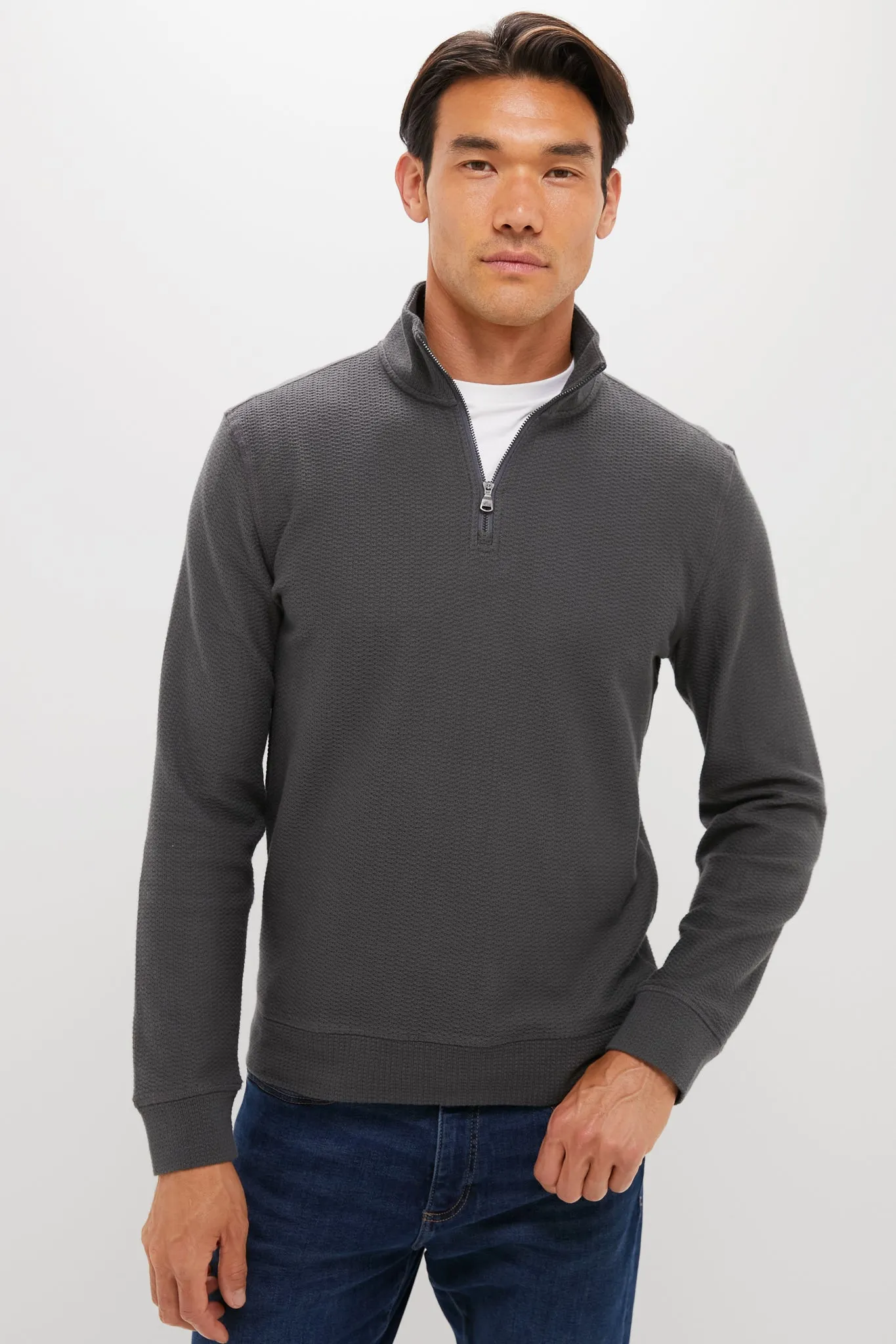 Mountain Coal Textured Knit Quarter Zip sold by Tuckernuck