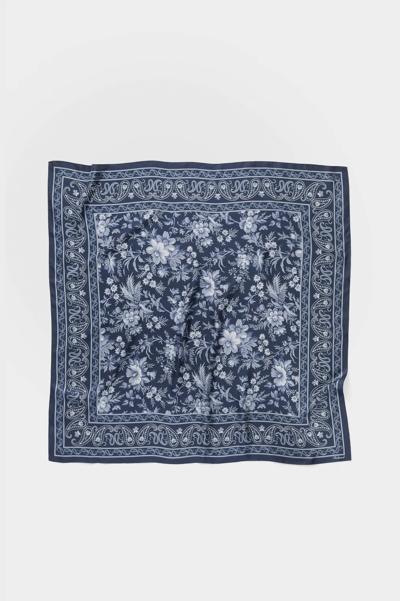 Navy Floral Bandana Medium Silk Scarf sold by Tuckernuck product image thumbnail 3