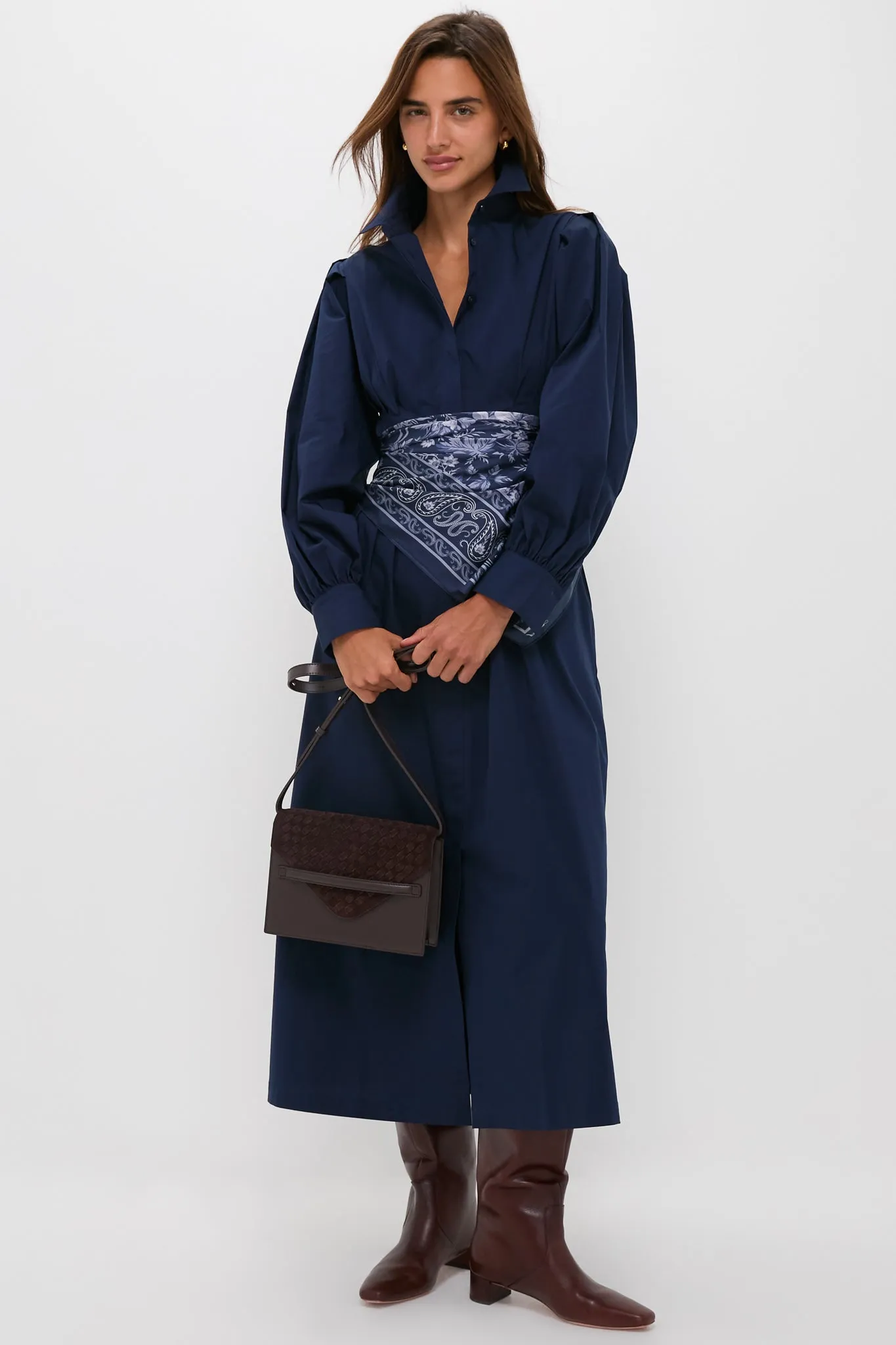 Navy Floral Bandana Medium Silk Scarf sold by Tuckernuck product image thumbnail 2