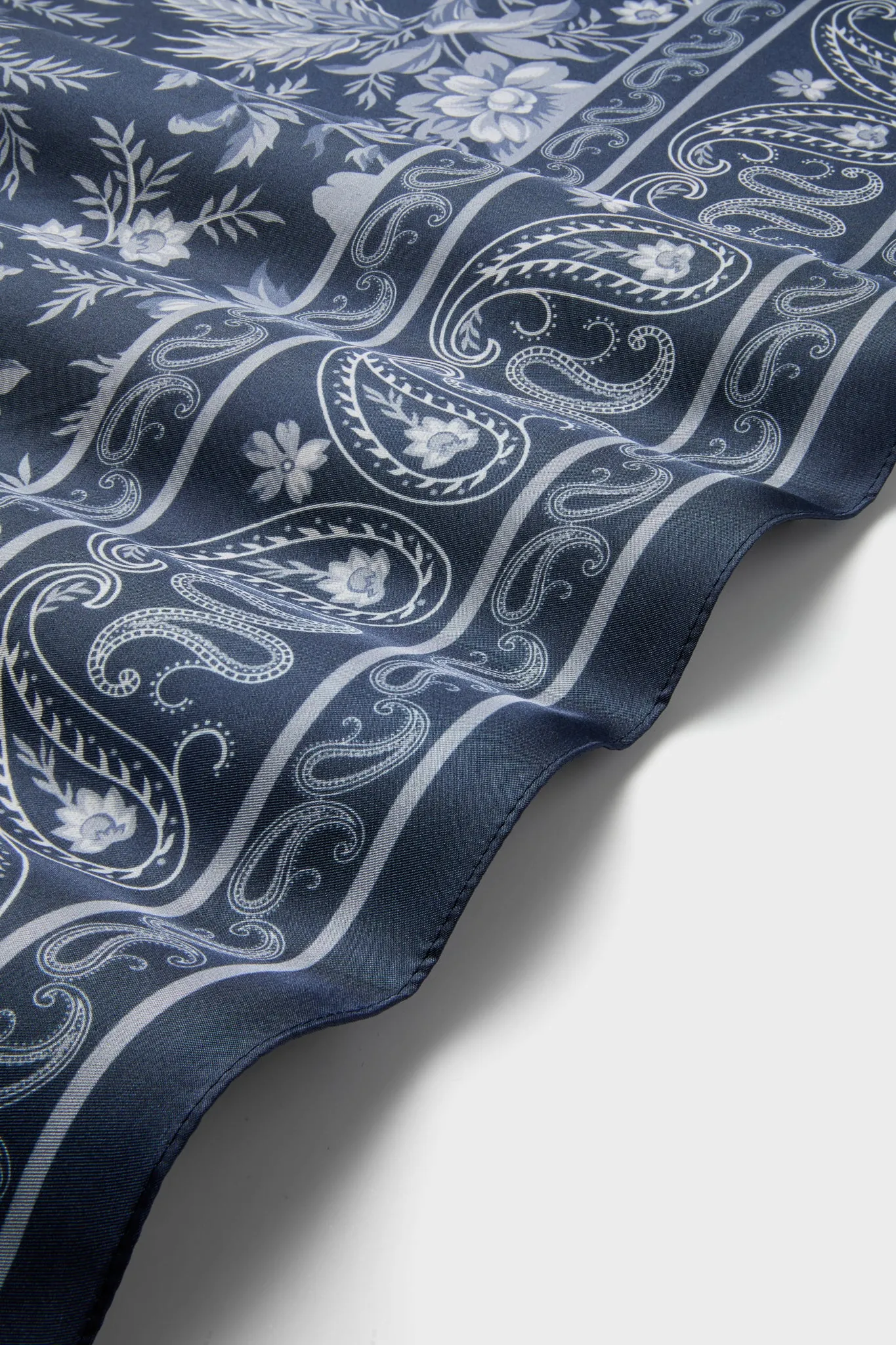 Navy Floral Bandana Medium Silk Scarf sold by Tuckernuck product image thumbnail 4