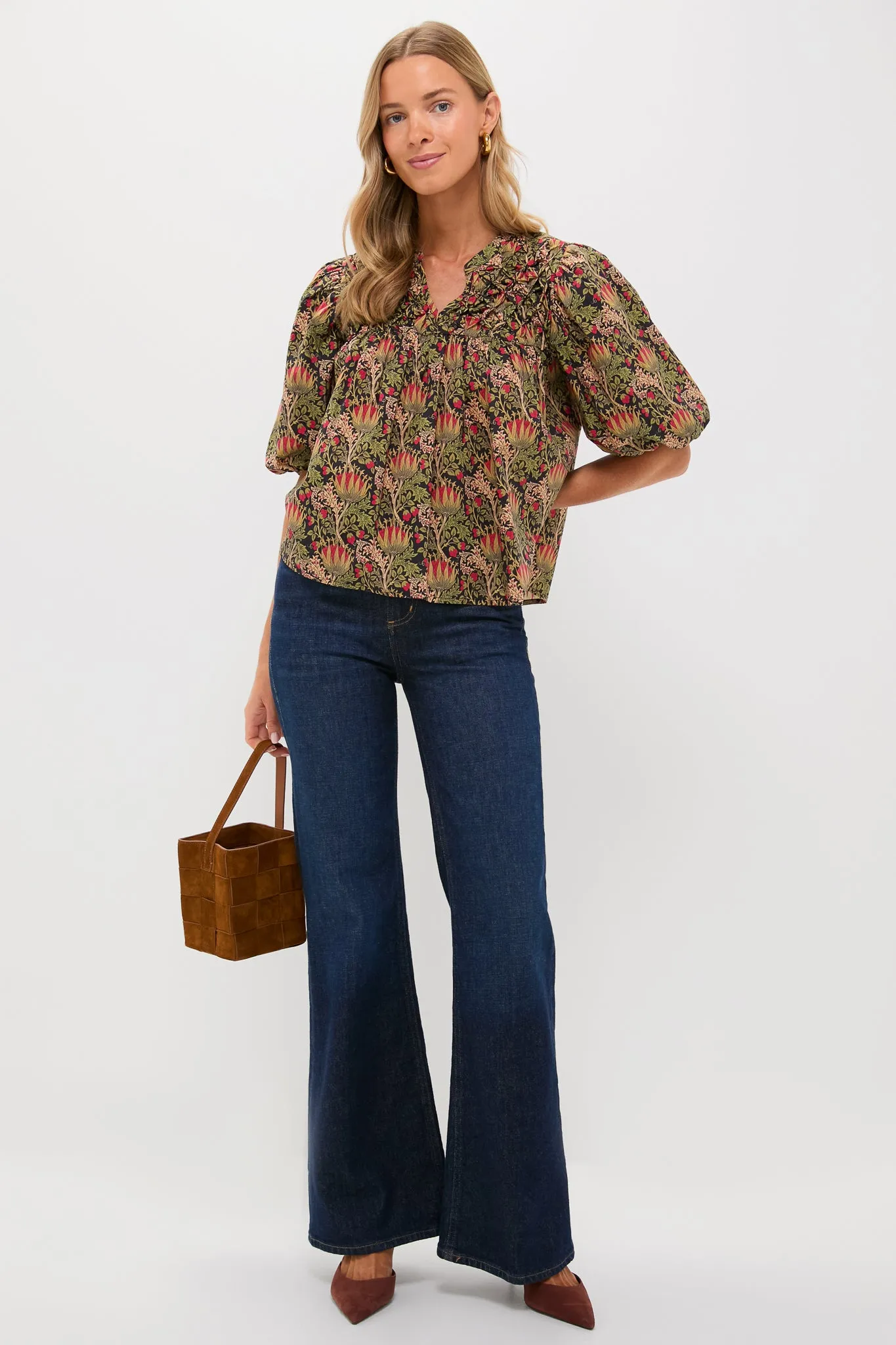 Black Multi Floral Frida Blouse sold by Tuckernuck product image thumbnail 2