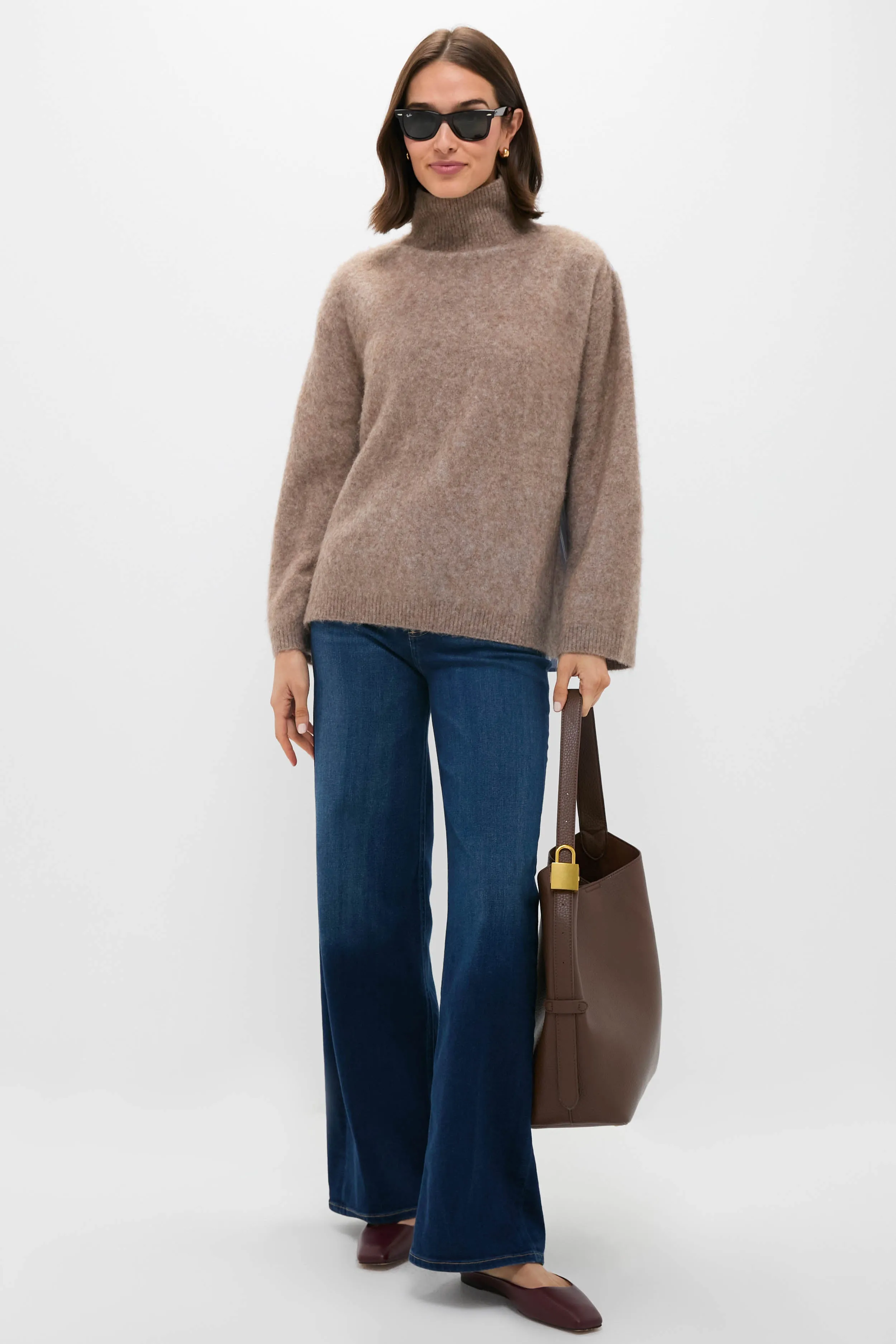 Camel Mallory Combo Knit Turtleneck Sweater sold by Tuckernuck product image thumbnail 3