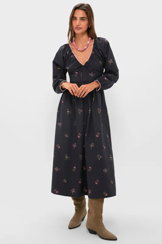 Noir Fleur Eloise Midi Dress sold by Tuckernuck