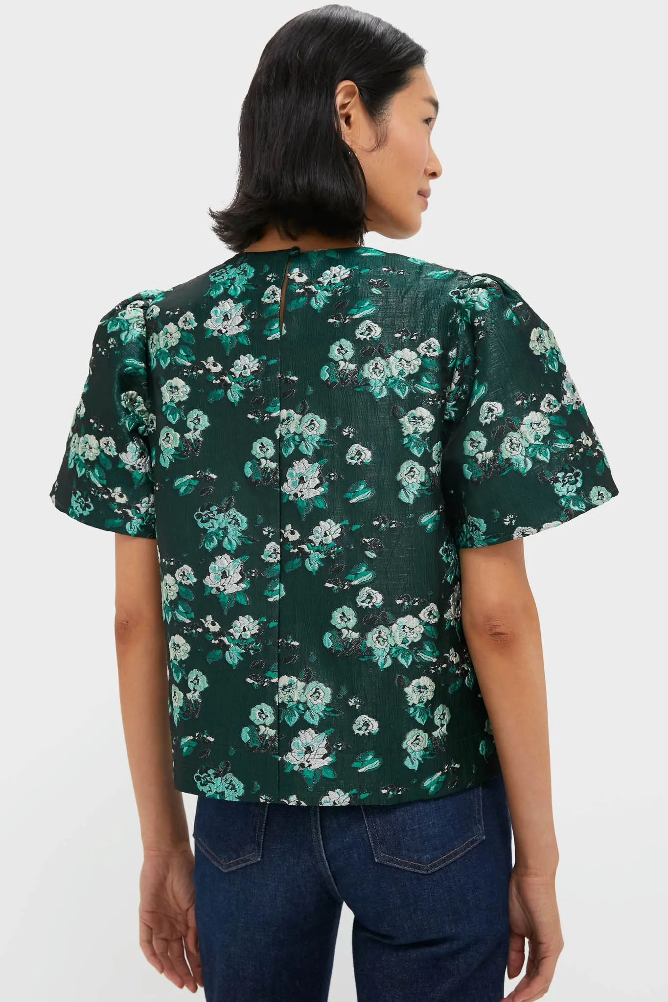 Emerald Magnolia Floral Jacquard Lyla Blouse sold by Tuckernuck product image thumbnail 4