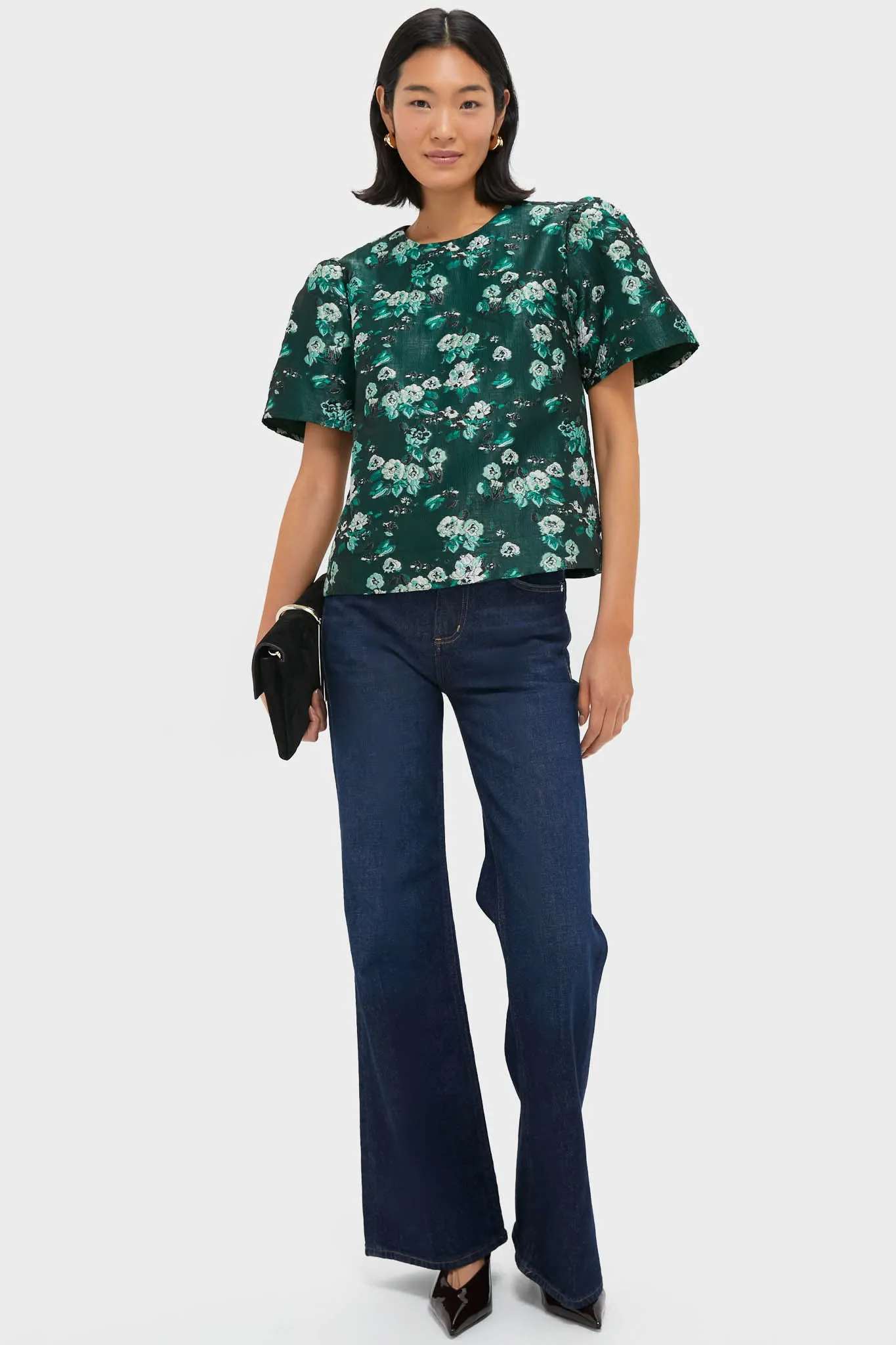 Emerald Magnolia Floral Jacquard Lyla Blouse sold by Tuckernuck product image thumbnail 2