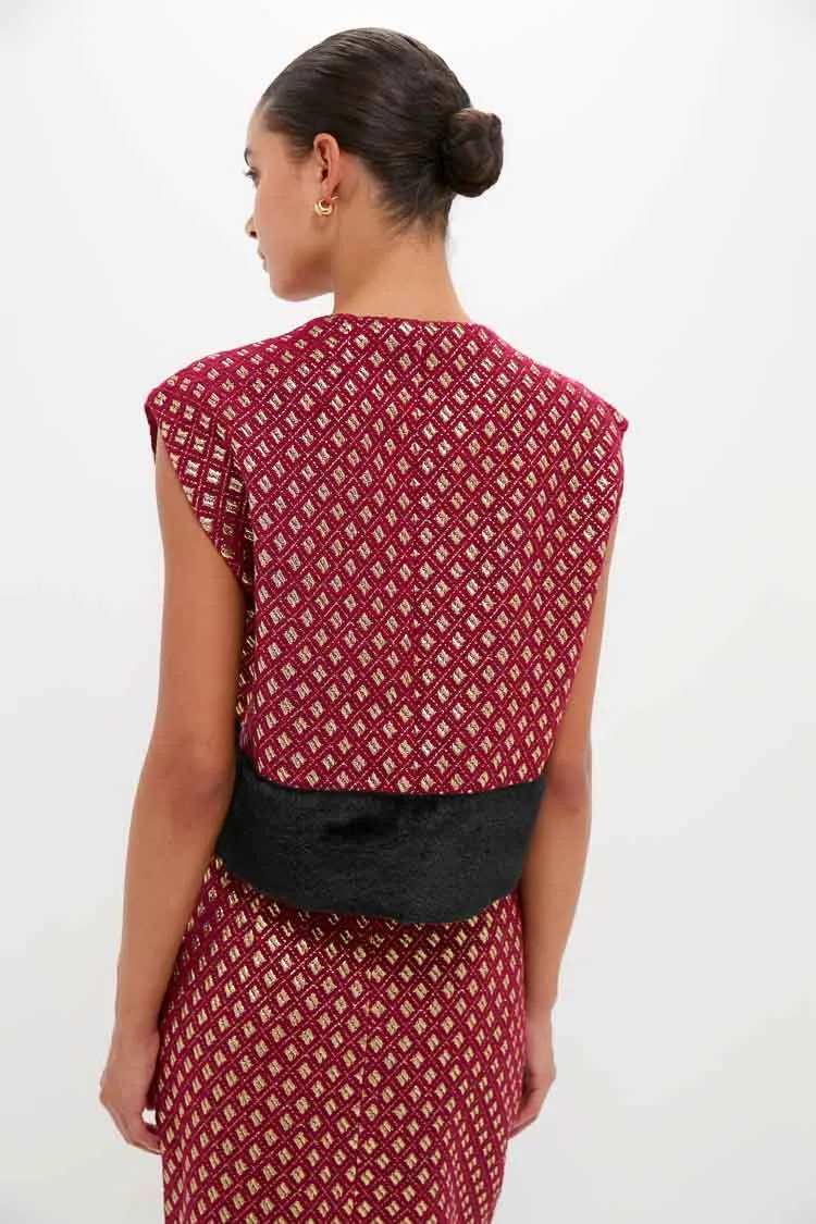 Burgundy and Gold Hernan Geom Fur Top sold by Tuckernuck product image thumbnail 4