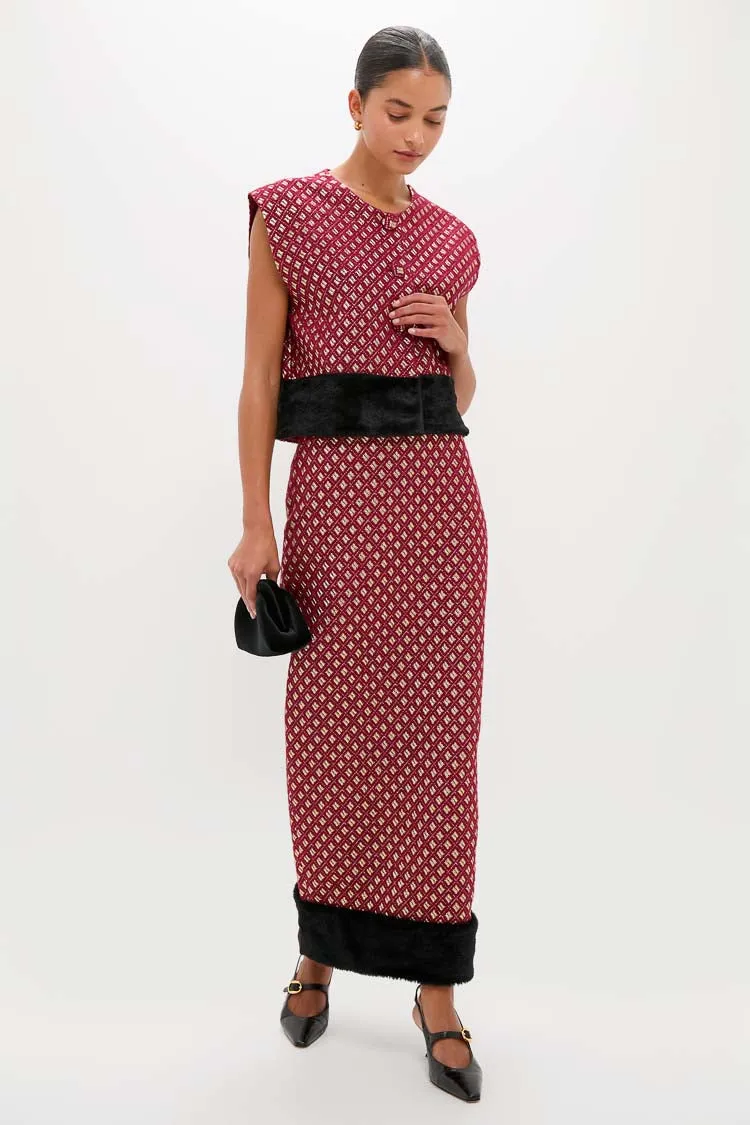 Burgundy and Gold Hernan Geom Fur Top sold by Tuckernuck product image thumbnail 2