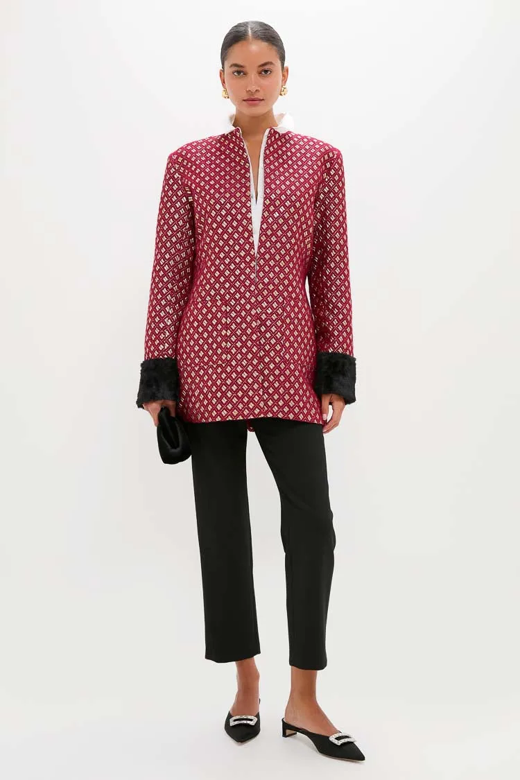 Burgundy and Gold Lea Geom Fur Jacket sold by Tuckernuck product image thumbnail 2