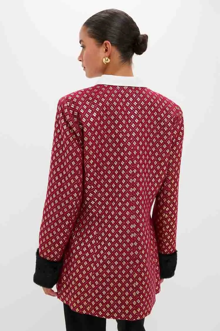 Burgundy and Gold Lea Geom Fur Jacket sold by Tuckernuck product image thumbnail 4