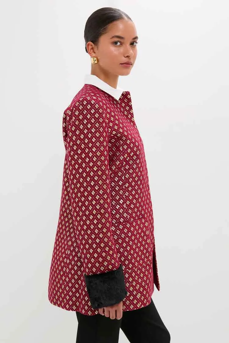 Burgundy and Gold Lea Geom Fur Jacket sold by Tuckernuck product image thumbnail 3