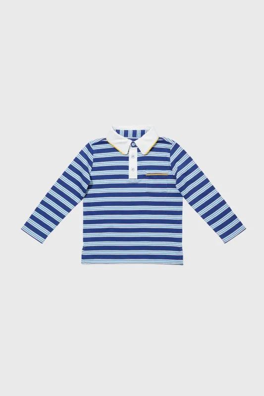 Navy Twin Stripe Parker Polo sold by Tuckernuck