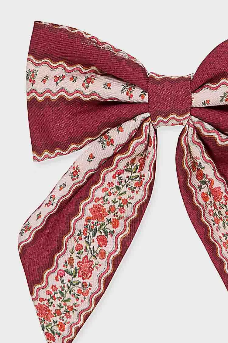 Burgundy Floral Girl Large Bow Clip sold by Tuckernuck product image thumbnail 3