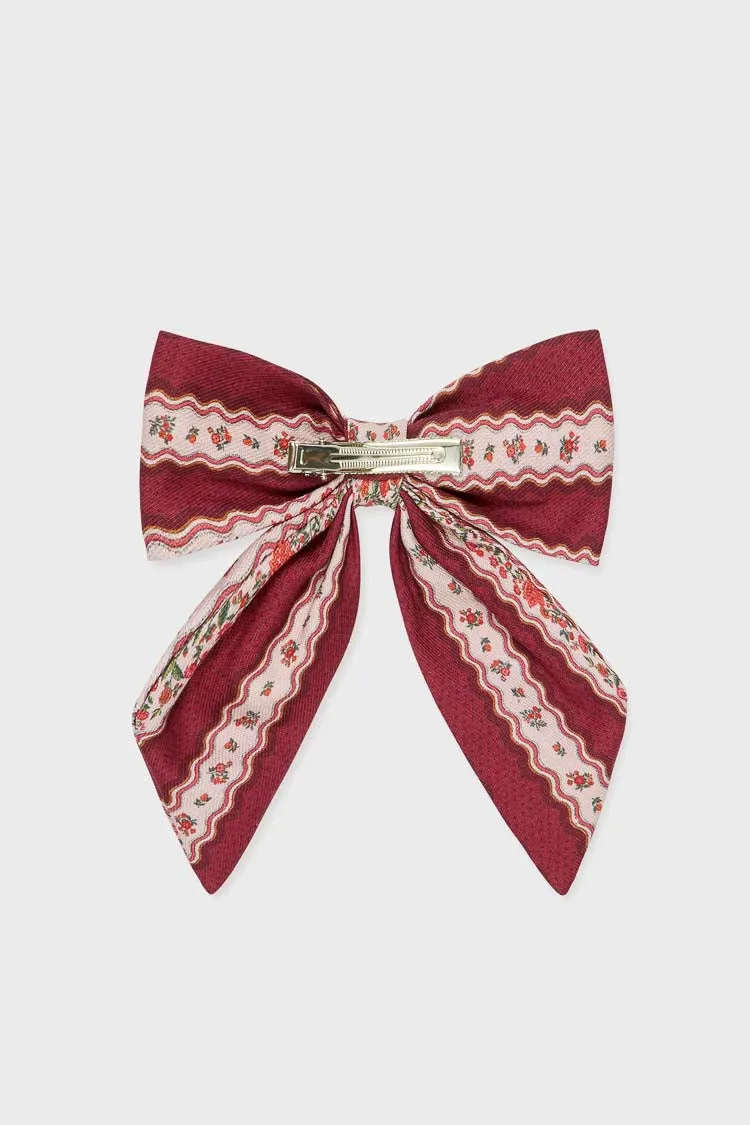 Burgundy Floral Girl Large Bow Clip sold by Tuckernuck product image thumbnail 2