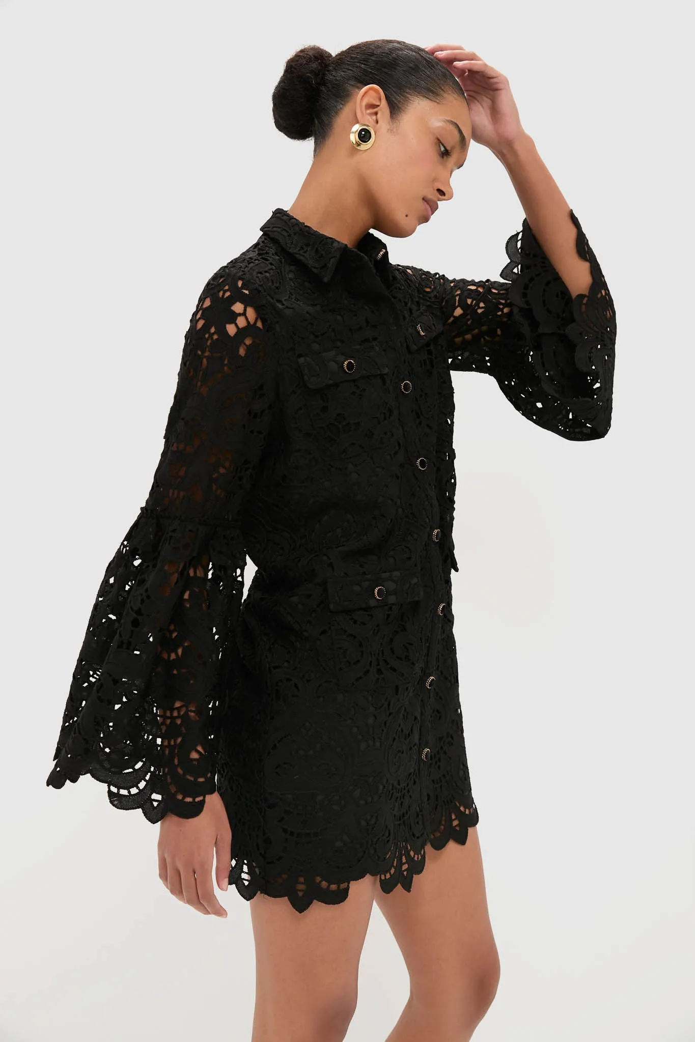Black Lace Long Sleeve Rachael Mini Dress sold by Tuckernuck product image thumbnail 3