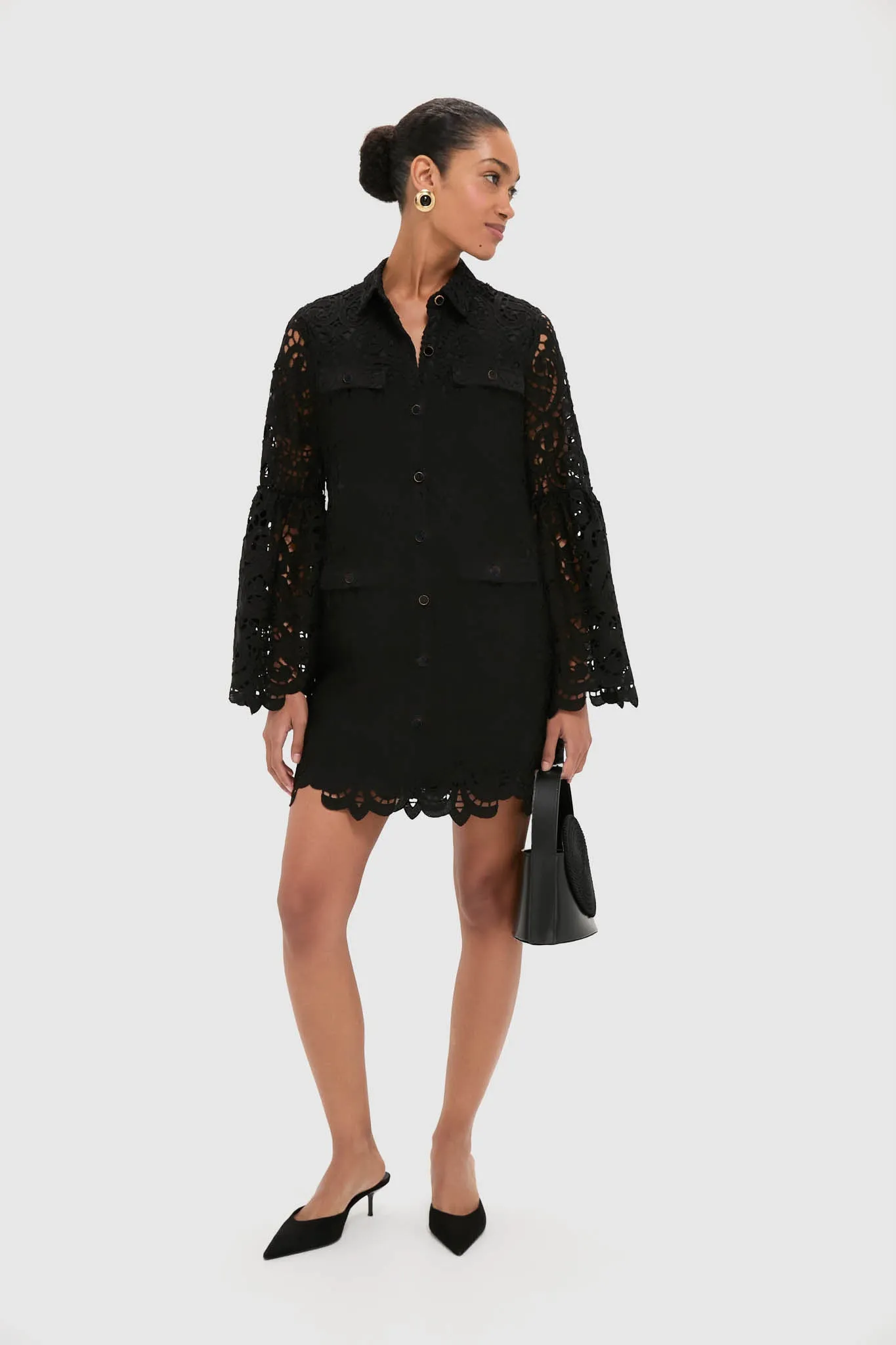 Black Lace Long Sleeve Rachael Mini Dress sold by Tuckernuck product image thumbnail 2