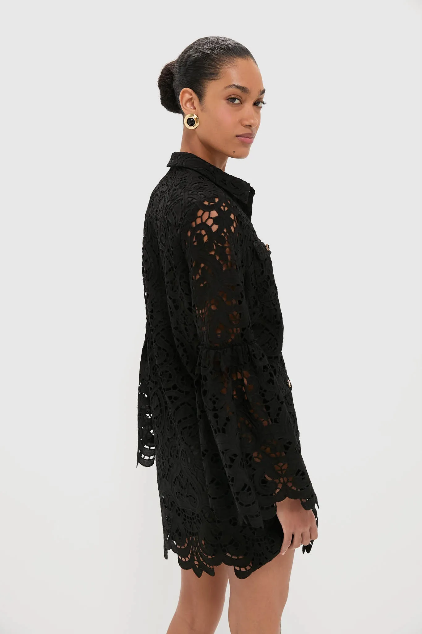 Black Lace Long Sleeve Rachael Mini Dress sold by Tuckernuck product image thumbnail 4