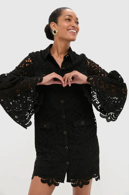 Black Lace Long Sleeve Rachael Mini Dress sold by Tuckernuck