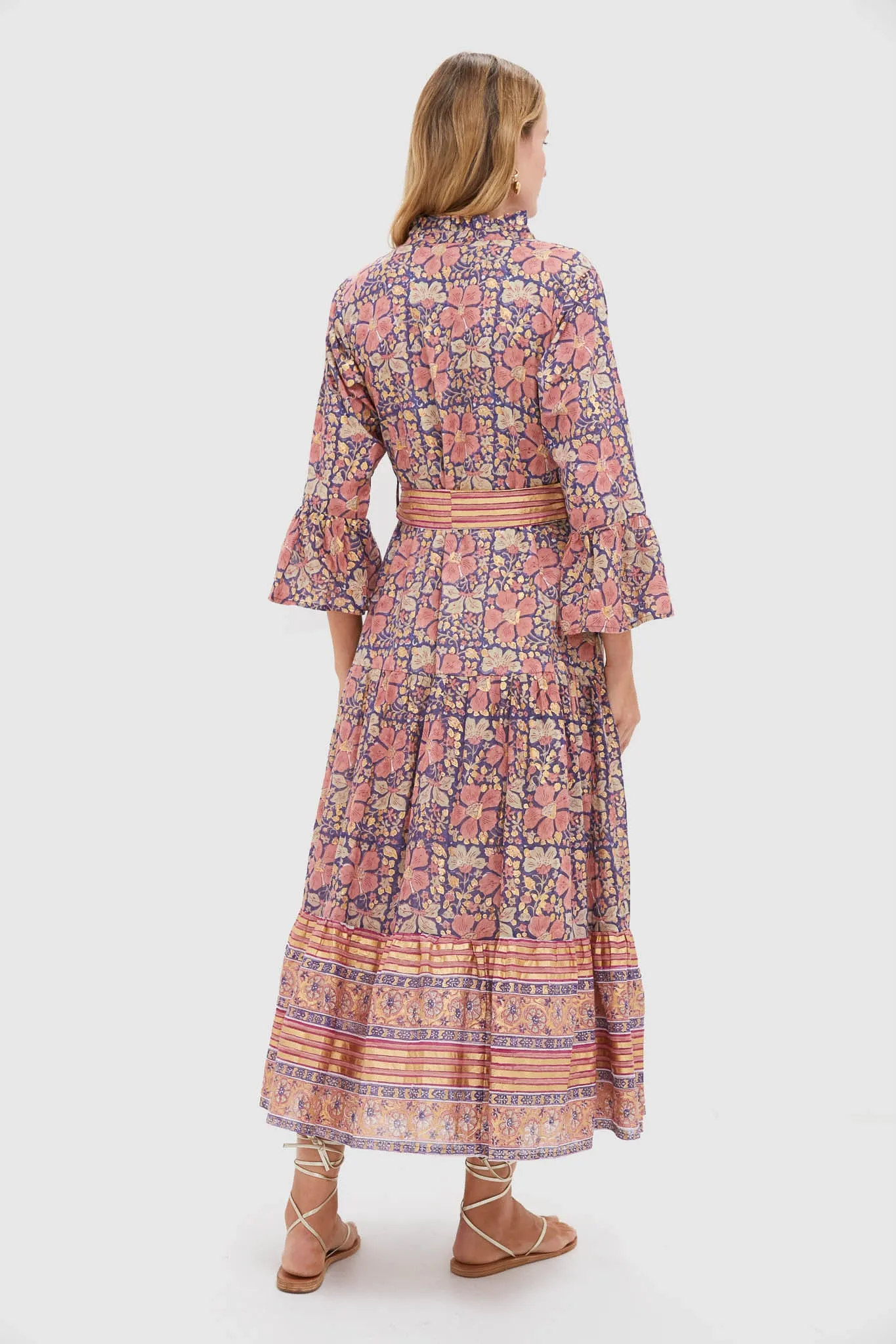 Matera Navy Ruffle Collar Bell Maxi Dress sold by Tuckernuck product image thumbnail 4