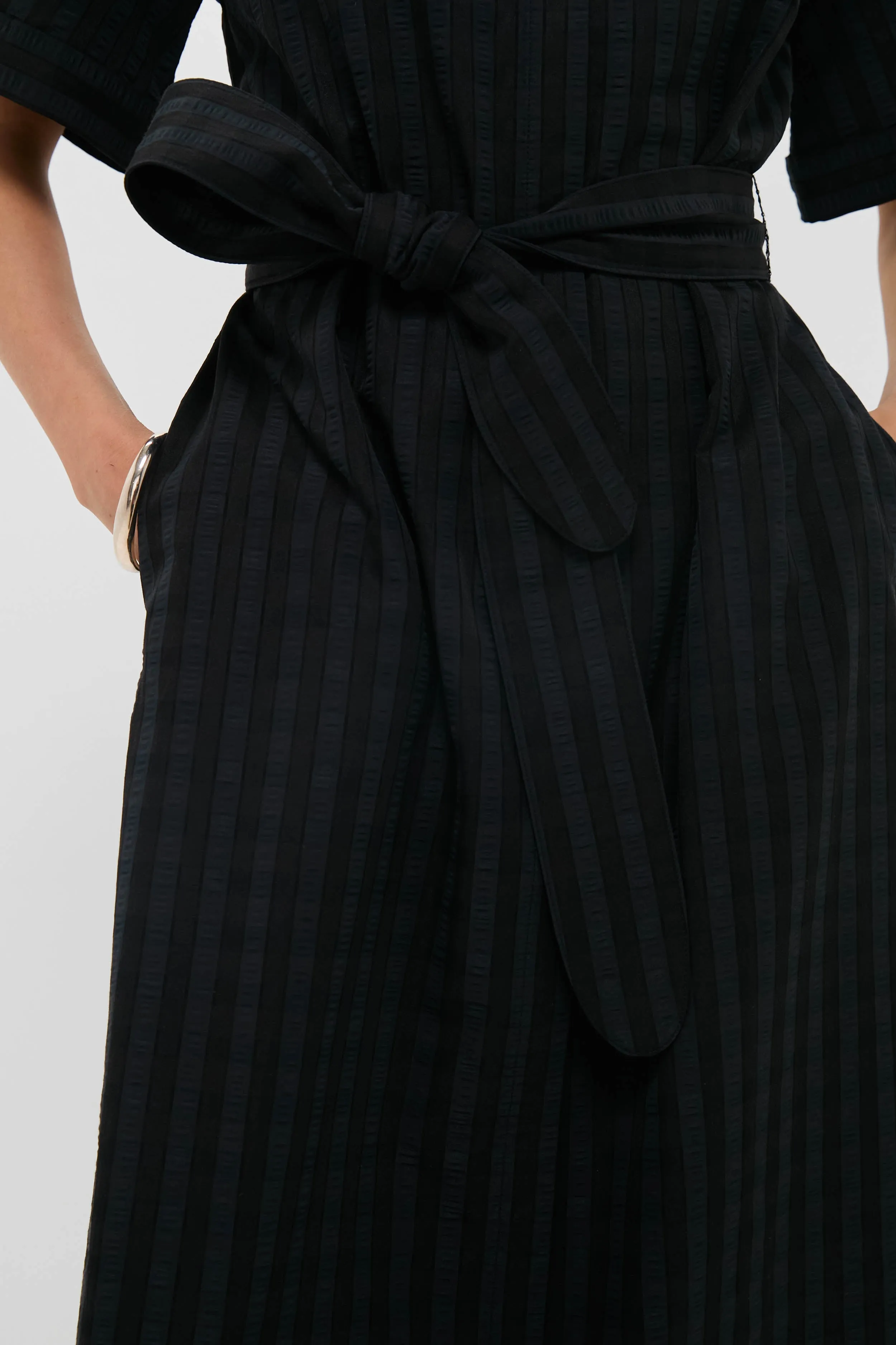 Black Windowpane Seersucker Zacara Dress sold by Tuckernuck product image thumbnail 5
