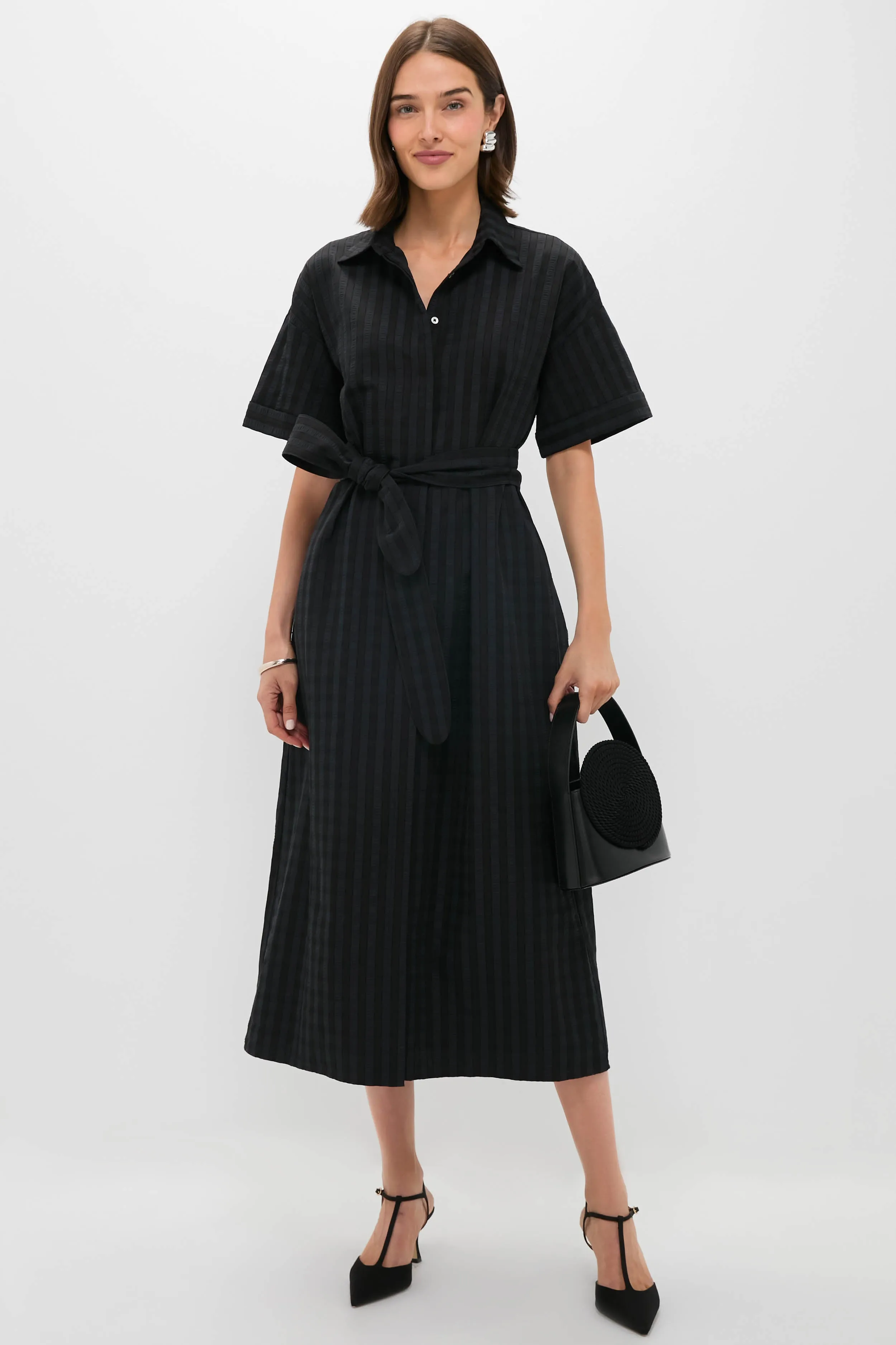 Black Windowpane Seersucker Zacara Dress sold by Tuckernuck product image thumbnail 2