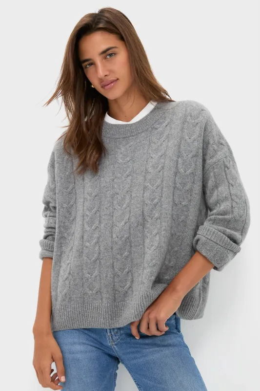 Shadow Gray Cashmere Eloise Cable Knit Sweater sold by Tuckernuck